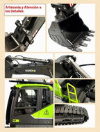 Excavadora RC para adultos Huina 1593 Totalmente funcional Juguete 1:14 28 canales Control remoto Camión Construcción Vehículo Cubo Metal Luces LED Simulación Sonidos 2 Baterías y Pinza Modelo 2026