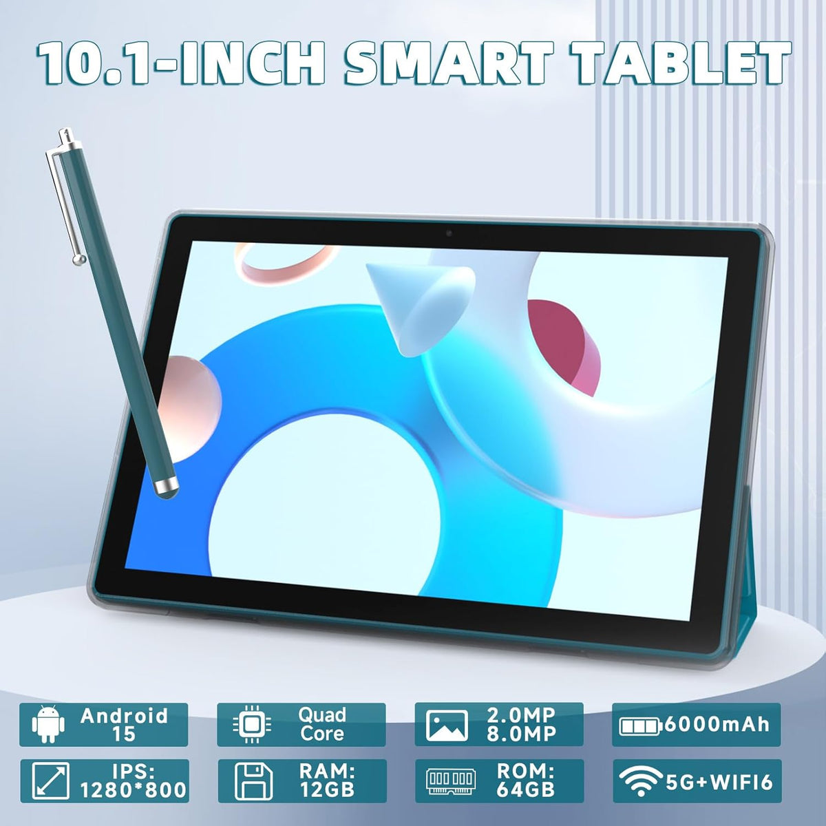 Tablet Android de 10 Pulgadas con Estuche Protector y Lápiz Táctil...
