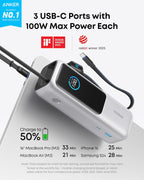 Anker - Batería portátil para laptop de 25,000 mAh con tres puertos...