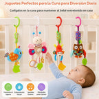 Sealive Juguetes Musicales Sensoriales para Cochecito de Bebé de 4 Piezas, Sonajeros Suaves Colgantes de Felpa para Actividades, Juguetes para Cuna y Asiento de Auto para Bebés Niño y Niña