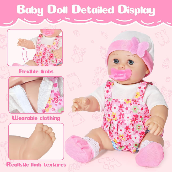 Mastom Set de Juguetes de Muñeca de Bebé de 12 Pulgadas con 4 Traje...
