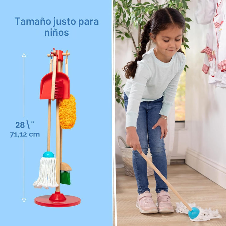 Melissa &amp; Doug Juego de limpieza de polvo con escoba y mopa de...