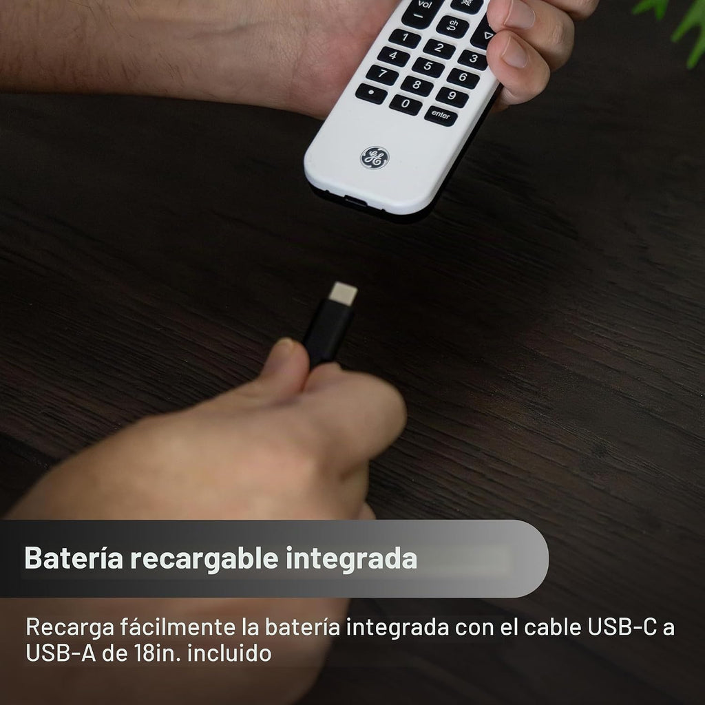 GE Control Remoto Recargable para TV, Control Remoto Universal, Iluminado