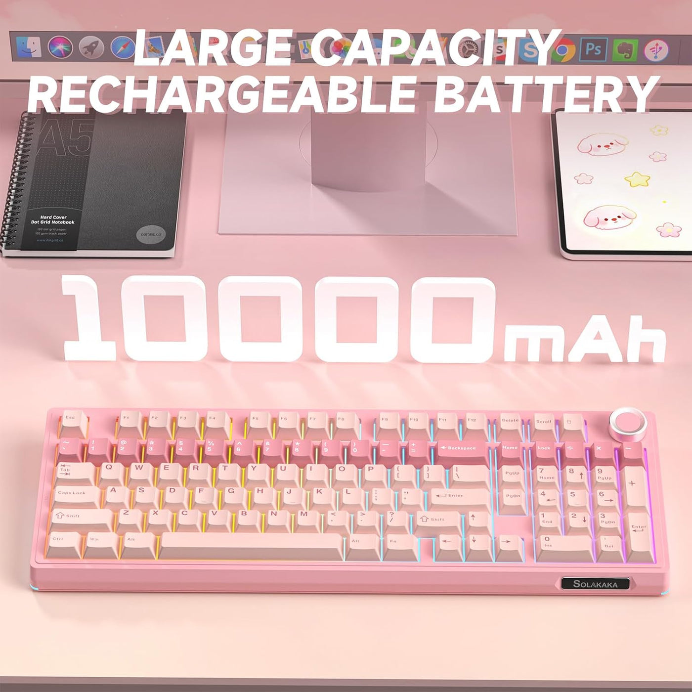 SOLAKAKA Teclado mecánico inalámbrico KI99 Pro 96% (rosa, interrupt...