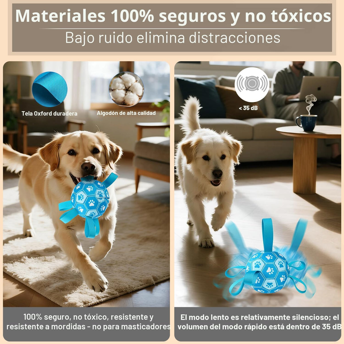 Juguetes interactivos para perros, pelota de fútbol para perros