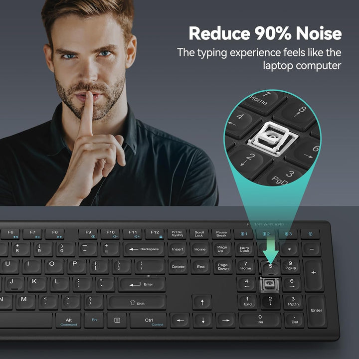 TECKNET Teclado Bluetooth recargable, conmutación libre de 4 dispos...