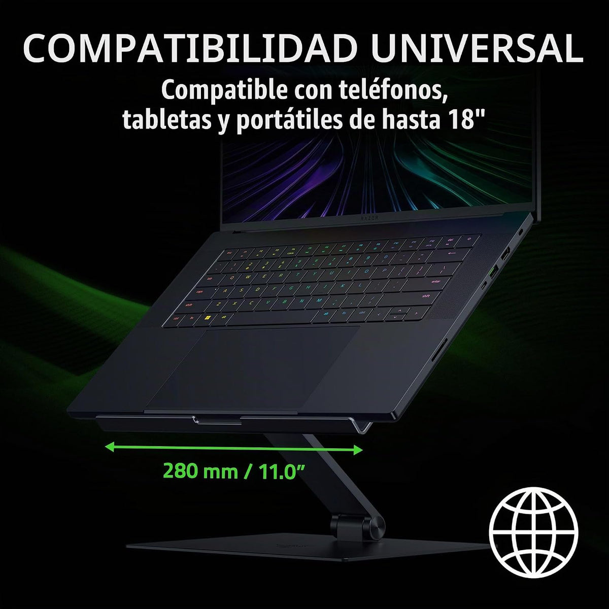 Razer Soporte ajustable para laptop, soporta teléfonos/tabletas de hasta 18