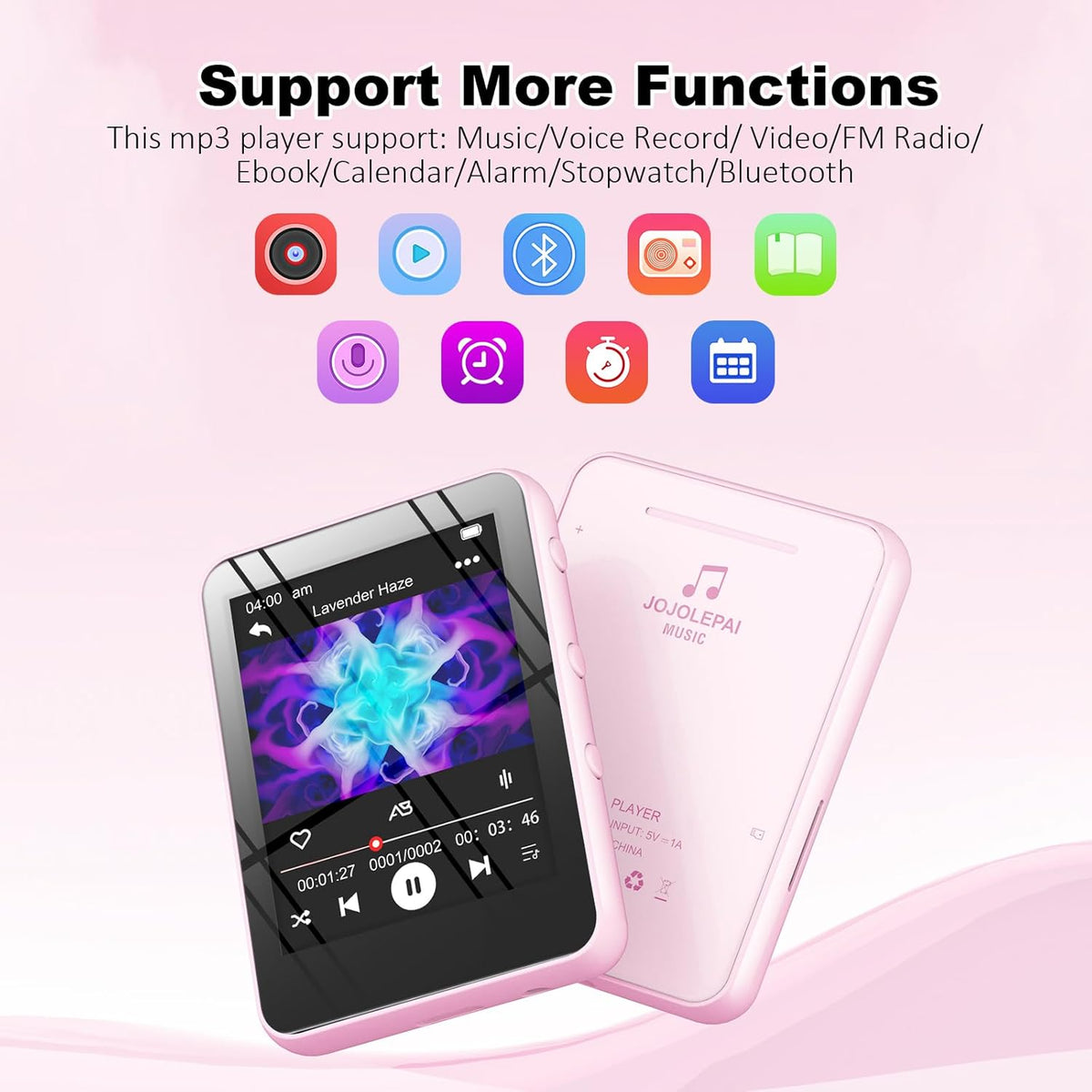 Reproductor de música MP3 con Bluetooth, almacenamiento de 32 GB, p...