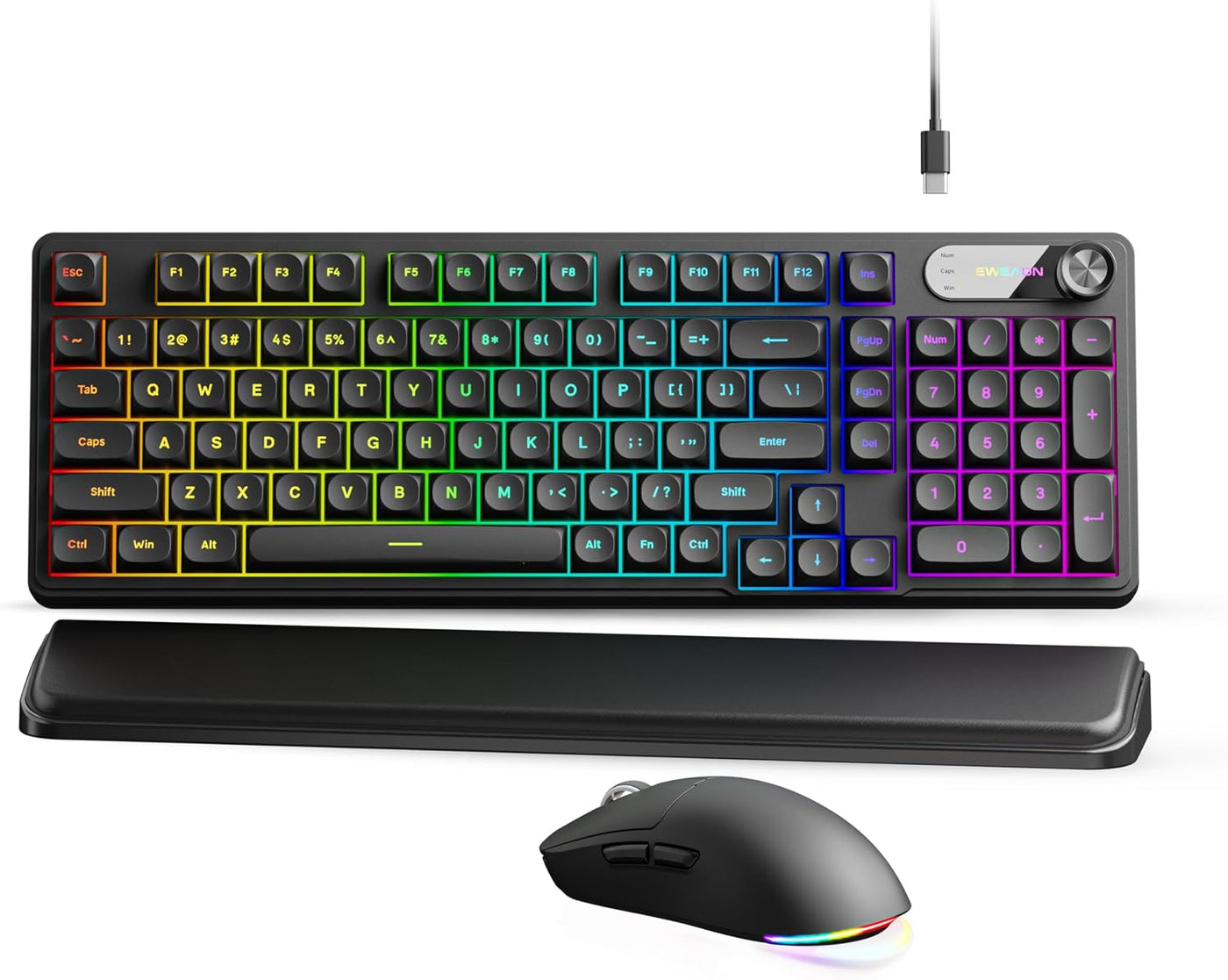 EWEADN C98 Combo de teclado y mouse con cable, teclados ergonómicos...