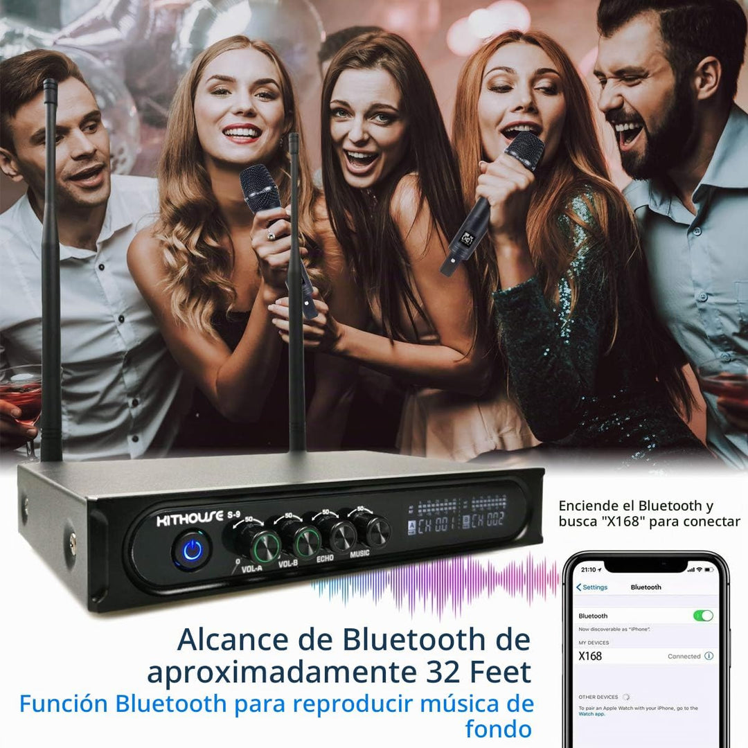 Kithouse S9 UHF Sistema de micrófono inalámbrico recargable para ka...