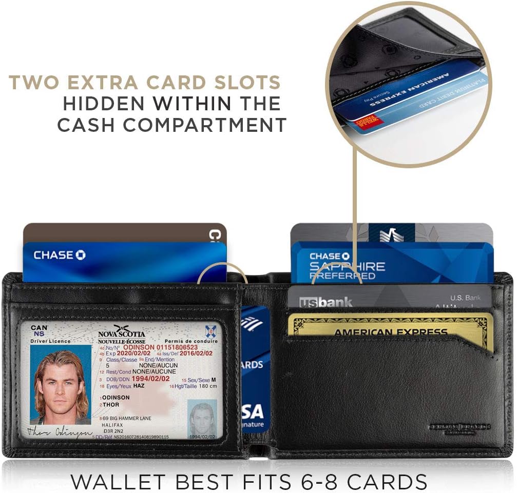 SERMAN BRANDS Mens Slim Bifold Wallet RFID Blocking Minimalist Fron...
