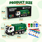 12" Camión de Basura For Kids de 3 a 8 Años, Vehículo de Gran Camión de Basura