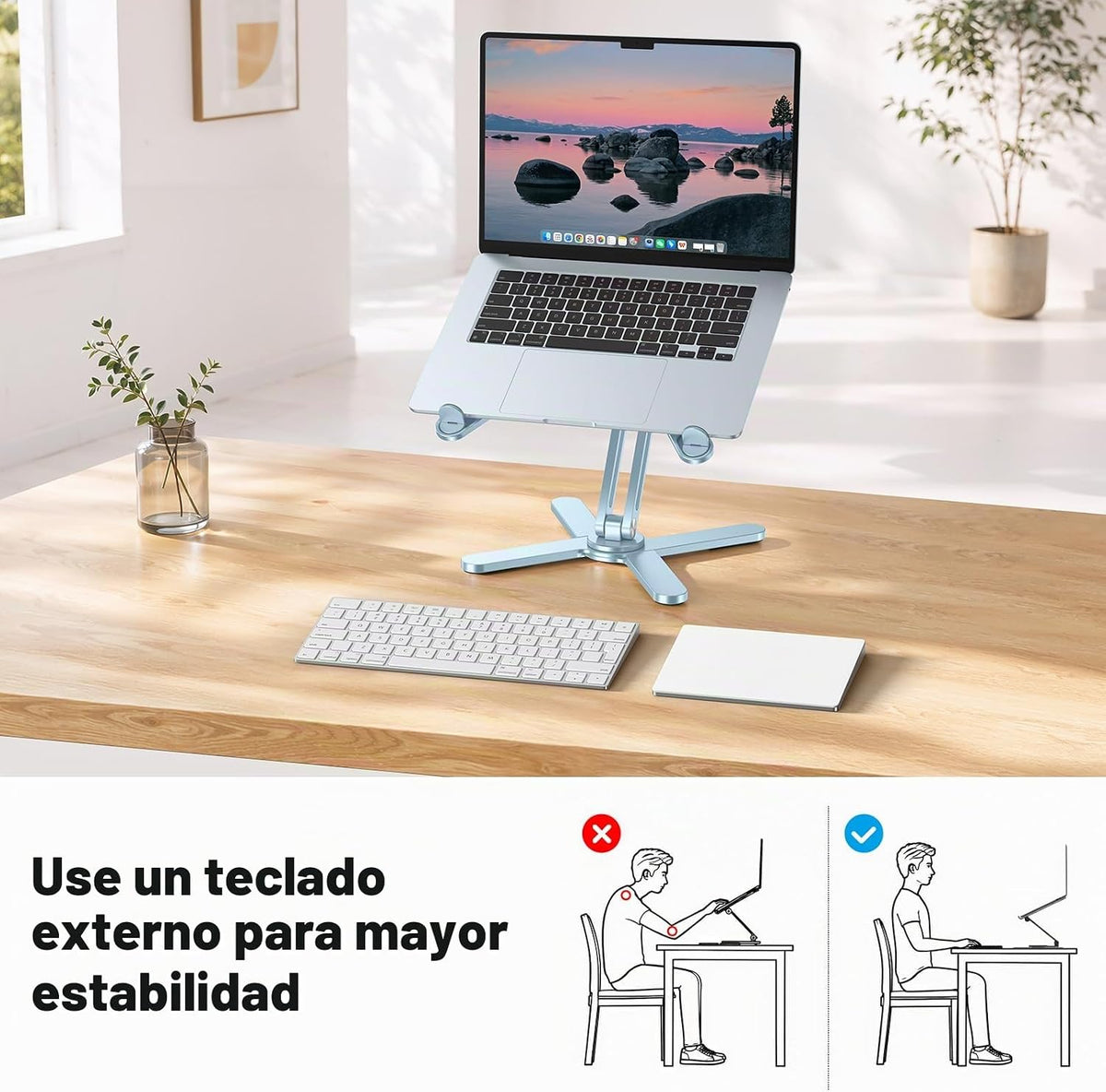 OMOTON Soporte elevador giratorio de 360° para laptop, soporte ergo...