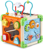 LeapFrog Cubo de Actividades Electrónico Táctil con Música y Luces de Madera, Tema de Animales, Edades 1 en Adelante