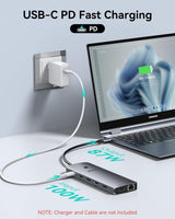 Estación de acoplamiento para portátil 3 monitores, Hub USB C con 2...