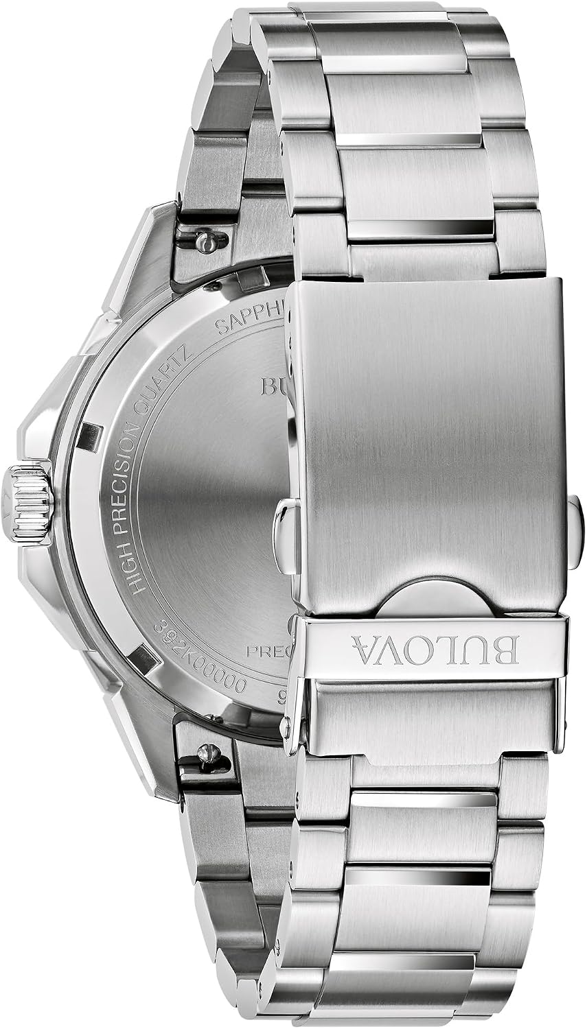 Bulova Reloj Marine Star de cuarzo de alto rendimiento de la serie C, pulsera de acero inoxidable plateada, esfera blanca (estilo: 96B426)
