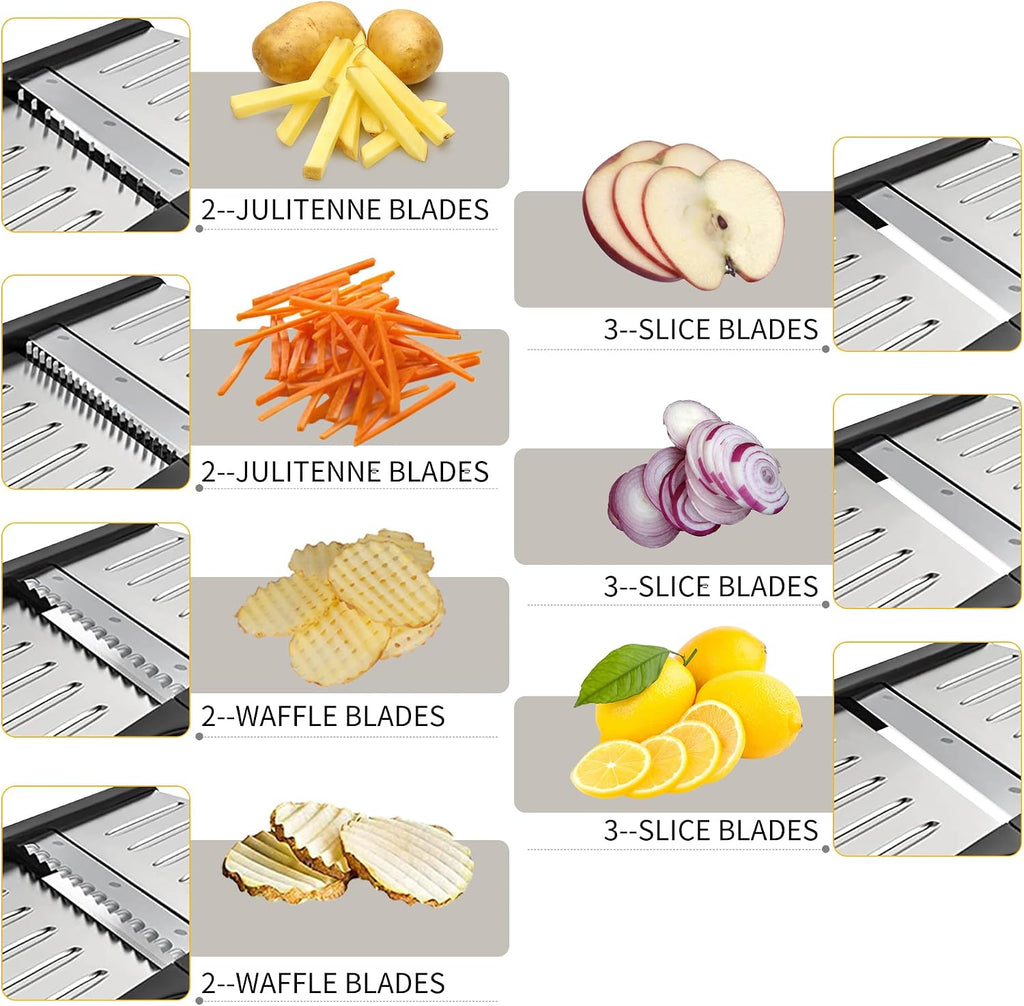 BINGBING- Mandoline Slicer para Kitchen, 7-en-1 Adjustable Vegetable Slicer