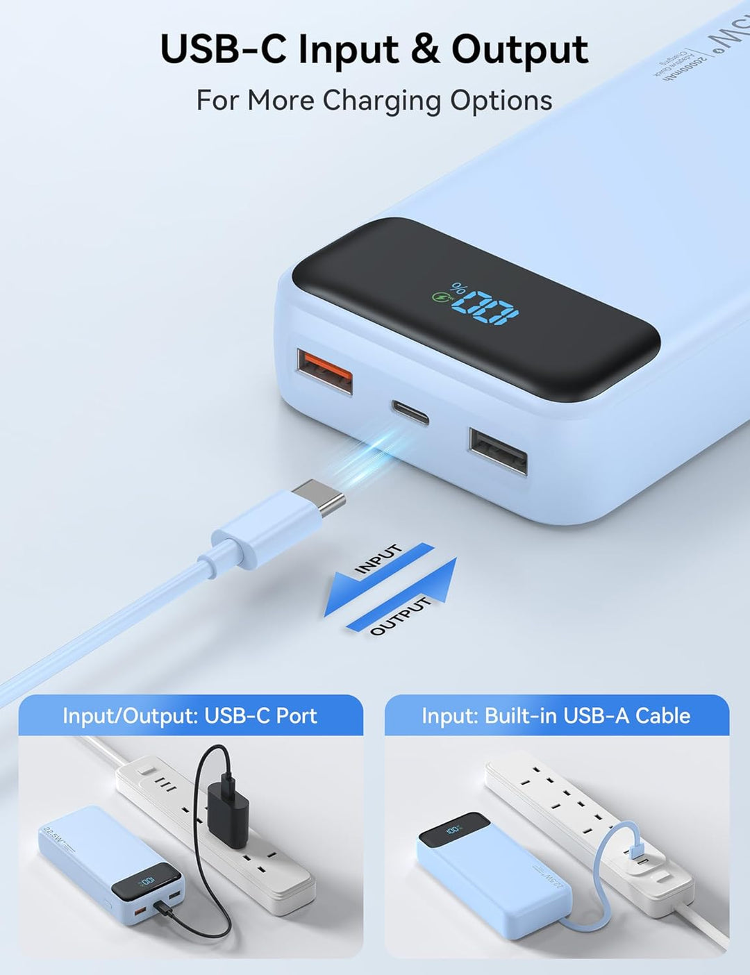Nusyddy Cargador portátil de 20000 mAh integrado con 4 cables, bate...