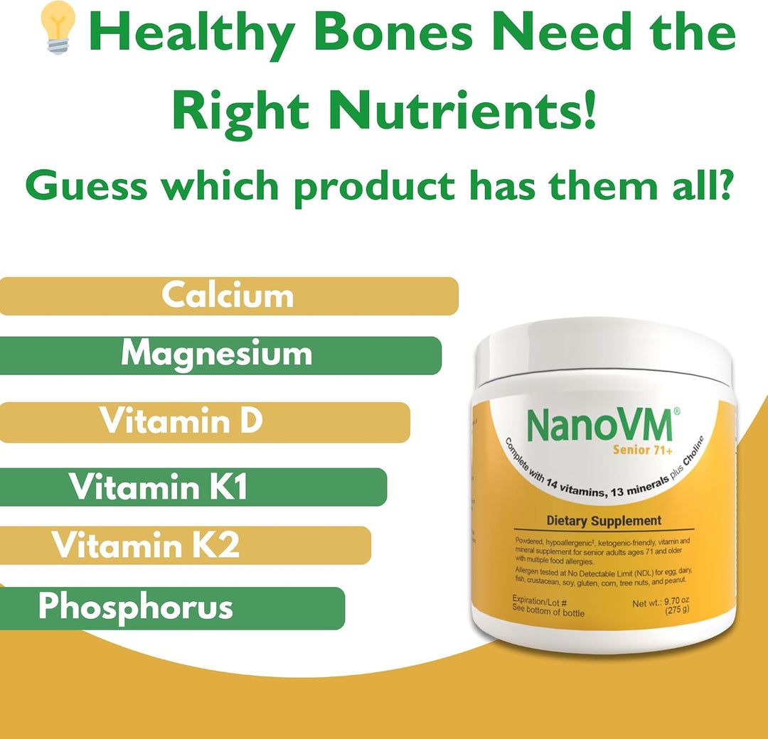 NanoVM Senior 71+, suplementos vitamínicos sin alérgenos, polvo mul...