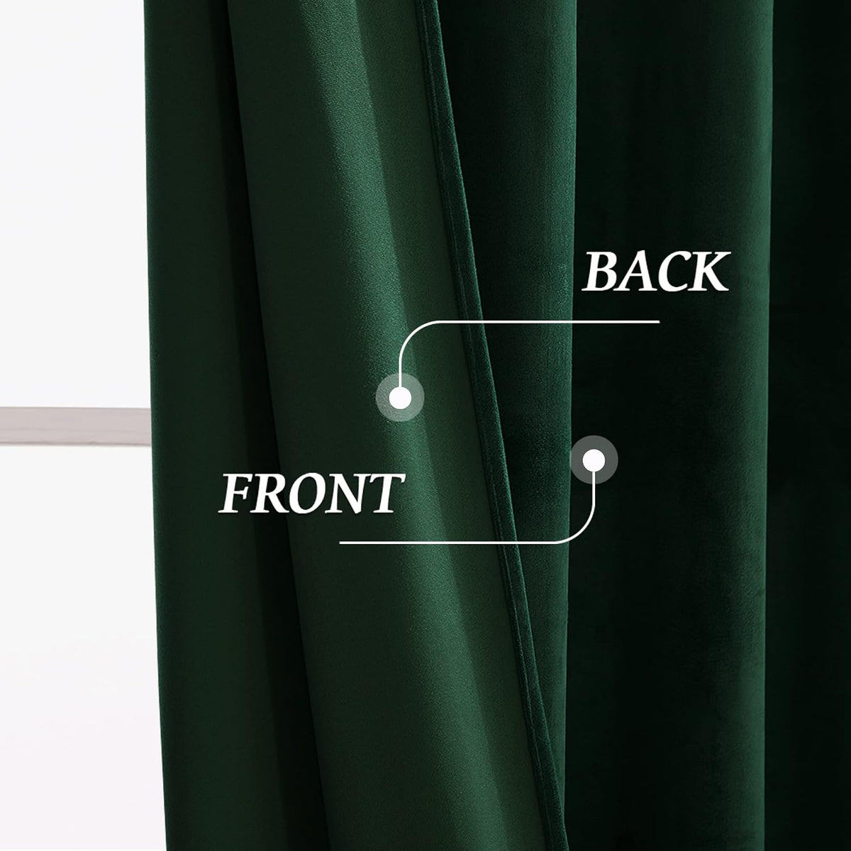 RYB HOME Cortinas opacas de terciopelo verde de 84 pulgadas para dormitorio