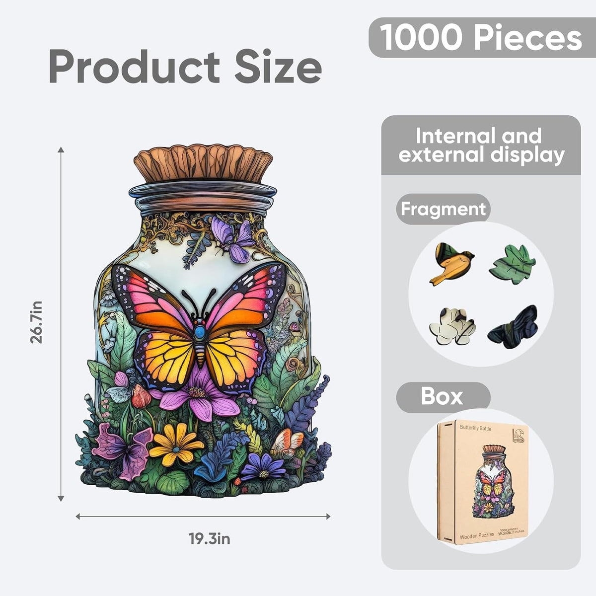 Rompecabezas de madera de 1000 piezas de 0.197 in, diseño de