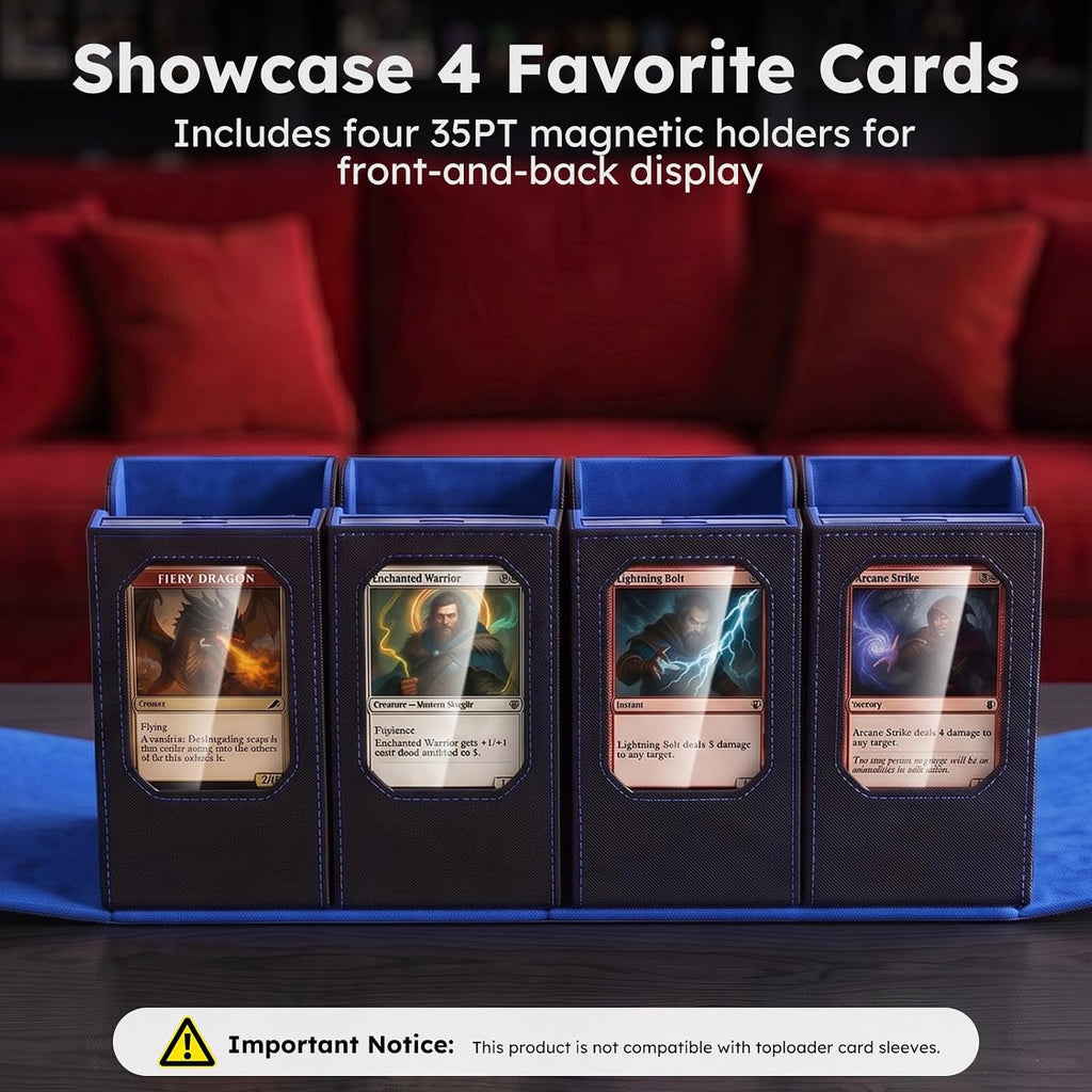 MTG Commander - Caja de almacenamiento de 4 tarjetas con asa