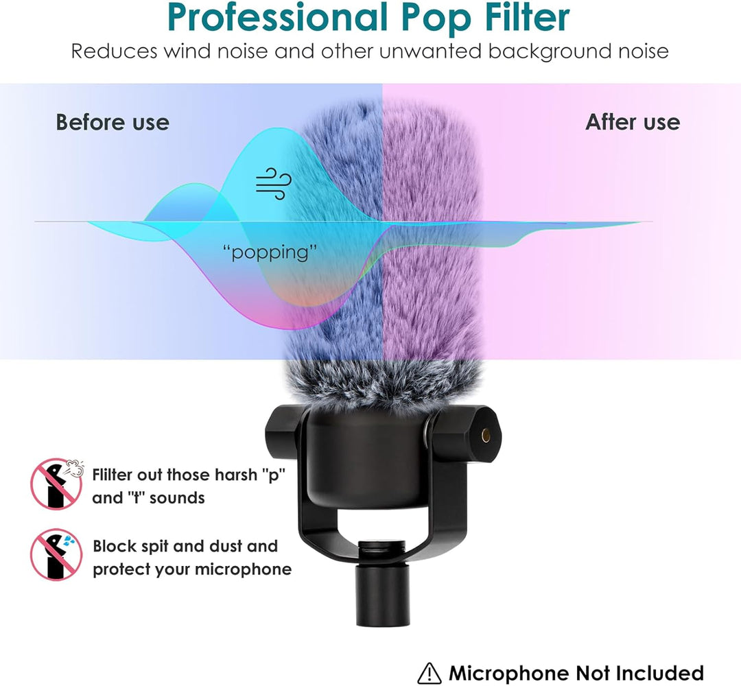 PodMic - Funda peluda con filtro pop, cubierta de viento para micró...
