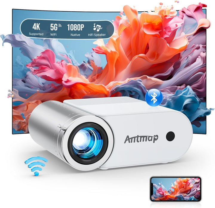 Mini proyector con WiFi y Bluetooth, soporte 1080P proyector portát...