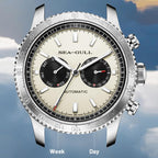 SEA-GULL Relojes mecánicos para hombre, GMT con calendario dual, diseño ojo de panda, reloj de pulsera automático, Seagull ST2502, taquímetro, luminoso, 6177