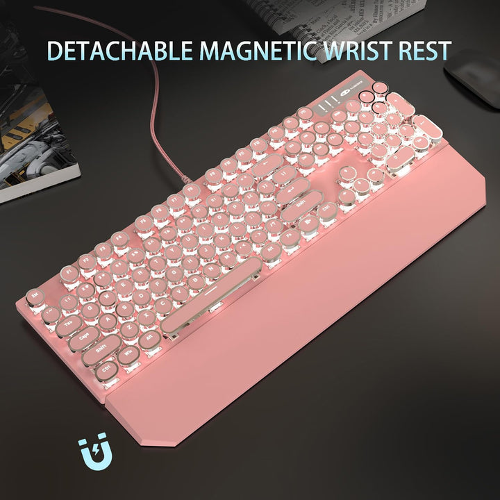 Camiysn Teclado Mecánico para Juegos Estilo Máquina de Escribir, Te...