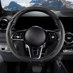Cubierta de volante de coche de cuero con cierre de presión de 3 piezas, juego de protector antideslizante y envolvente, accesorios para volante universal de 37-38 cm, negro