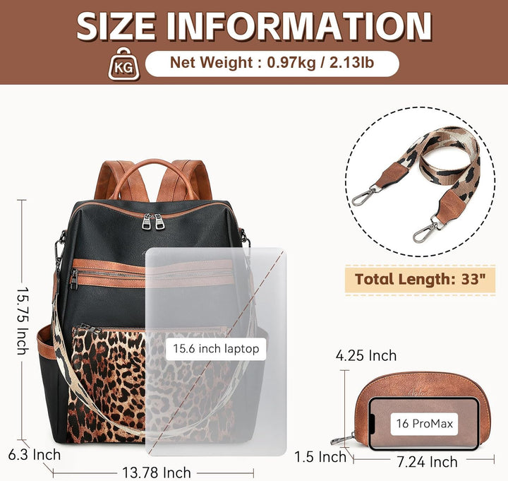 Mochila de cuero vegano AGLOD para laptop de 15.6 pulgadas para muj...