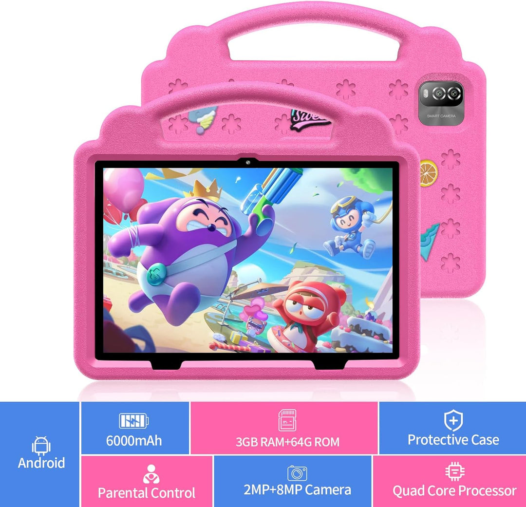 Tableta para niños de 10 pulgadas, 3 GB de RAM y 64 GB de almacenam...