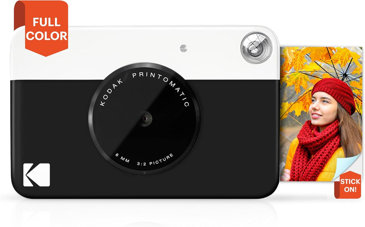 KODAK Printomatic - Cámara digital de impresión instantánea a todo color, Zink de 2 x 3 pulgadas (5.1x7.5 cm), papel fotográfico con parte trasera adhesiva, 5 MP, portátil