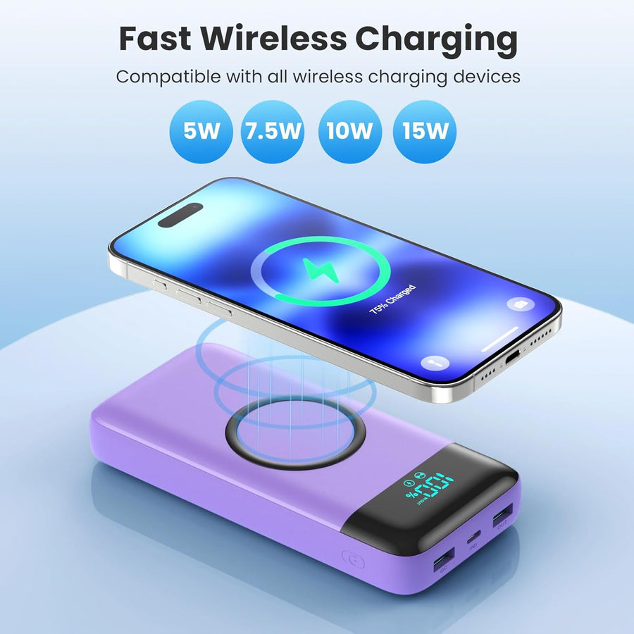 Cargador portátil inalámbrico de 40800 mAh para iPhone con 3 cables...