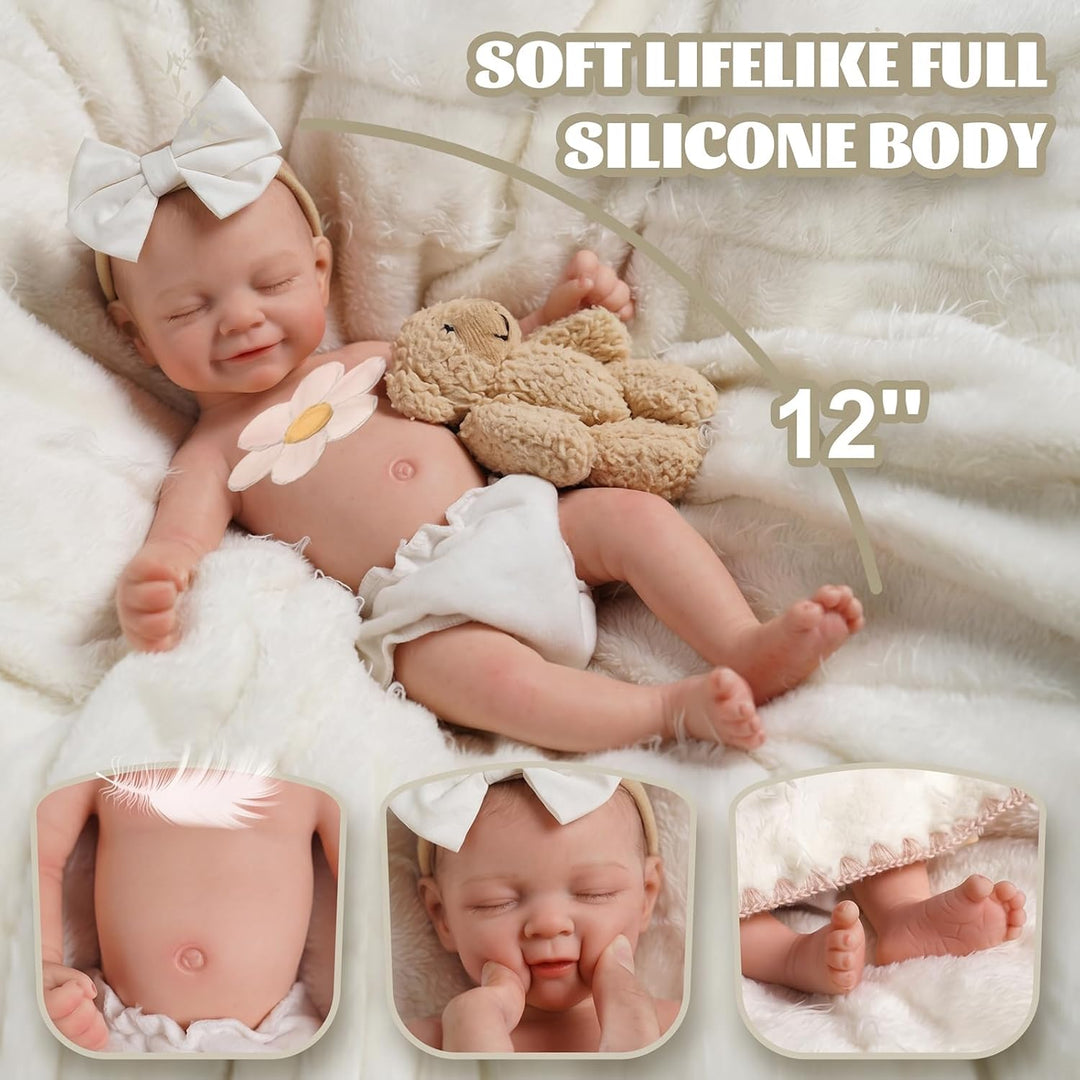 BABESIDE Muñecas de bebé Reborn de silicona de cuerpo completo, 12...
