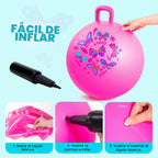 Pelota saltarina PlayZap para niños de 3 a 8 años, pelota hinchable rosa de 18 pulgadas con asas, juguetes inflables hippity hop para saltar y rebotar para interiores y exteriores para niños y niñas