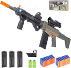 Pistolas de juguete realistas de rifle de francotirador para balas Nerf, juego de juguetes de espuma eléctrica con alcance, 120 dardos suaves y 3 revistas, pistola de juguete semiautomática para niños de 8 a 12 años