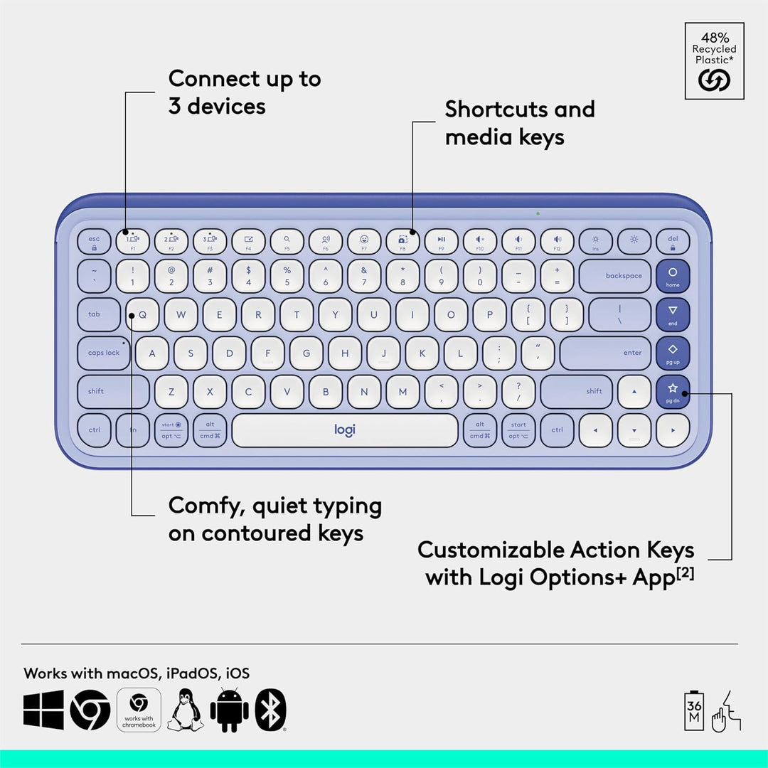 Logitech POP ICON Keys Teclado Inalámbrico Bluetooth, Escritura Cóm...