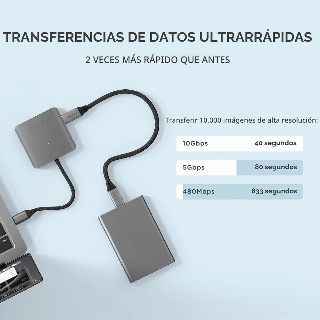 Satechi, ST-H4CPDM, hub USB 3.2 de 4 puertos