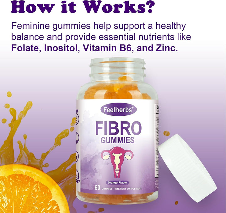 Feelherbs Gomitas Fibro para mujer, paquete de 2, gomitas multivita...