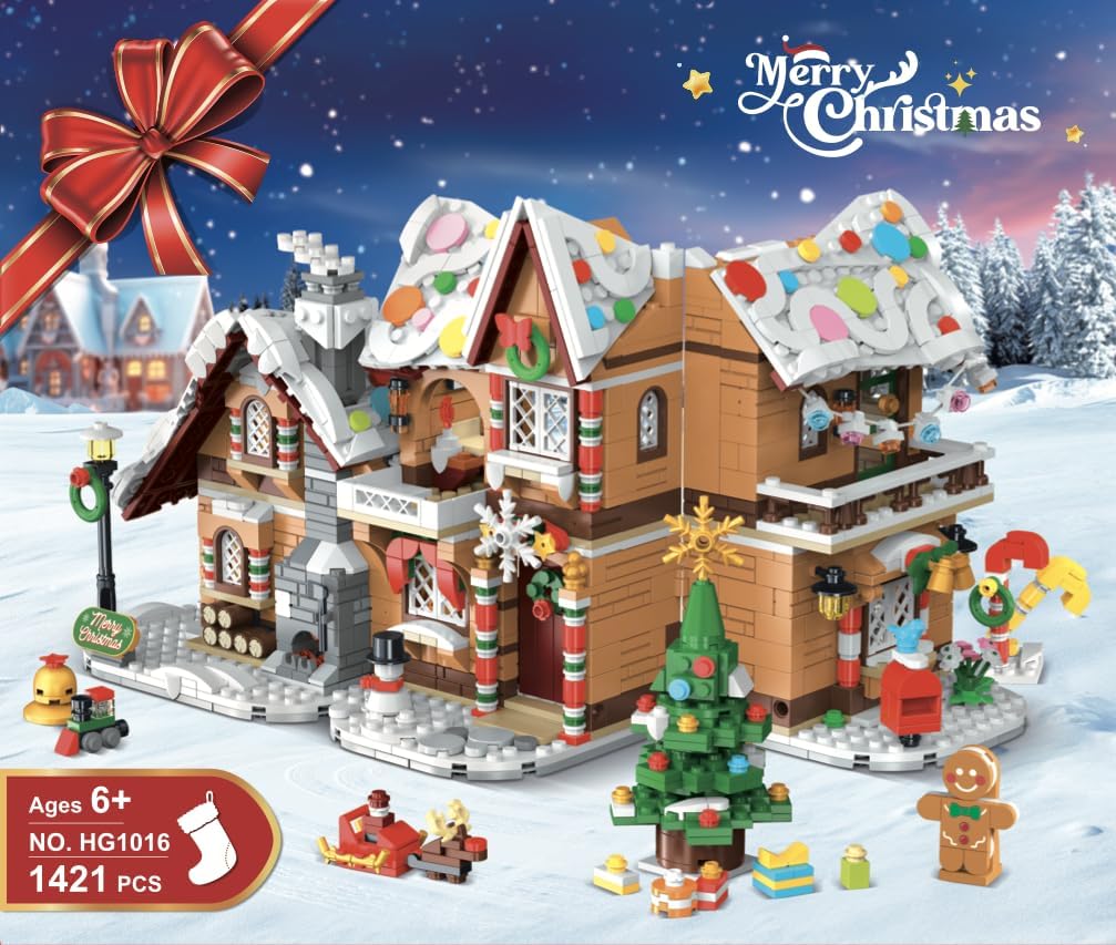 Juego de construcción de casa de jengibre de Navidad de 3