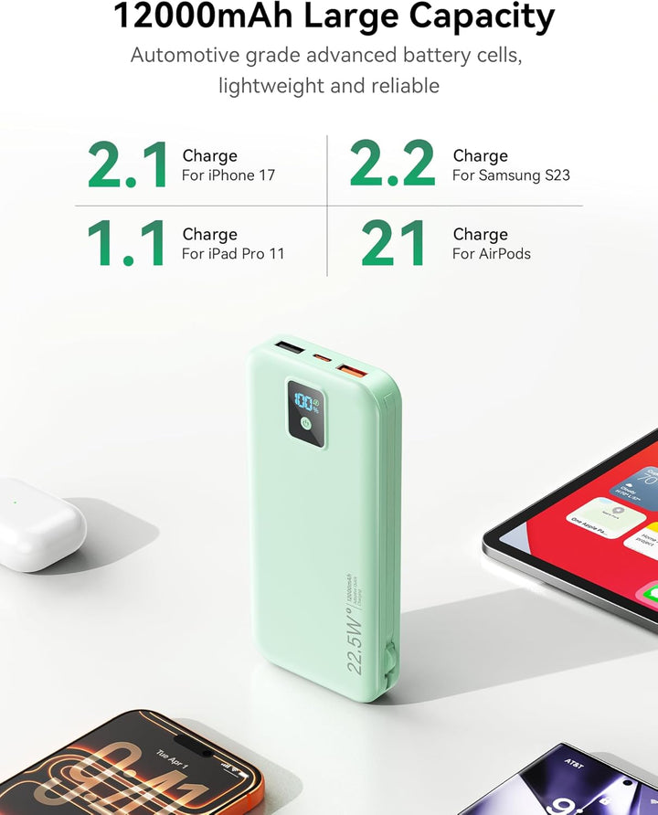 Cargador portátil, cargador de batería de carga rápida de 12000 mAh...