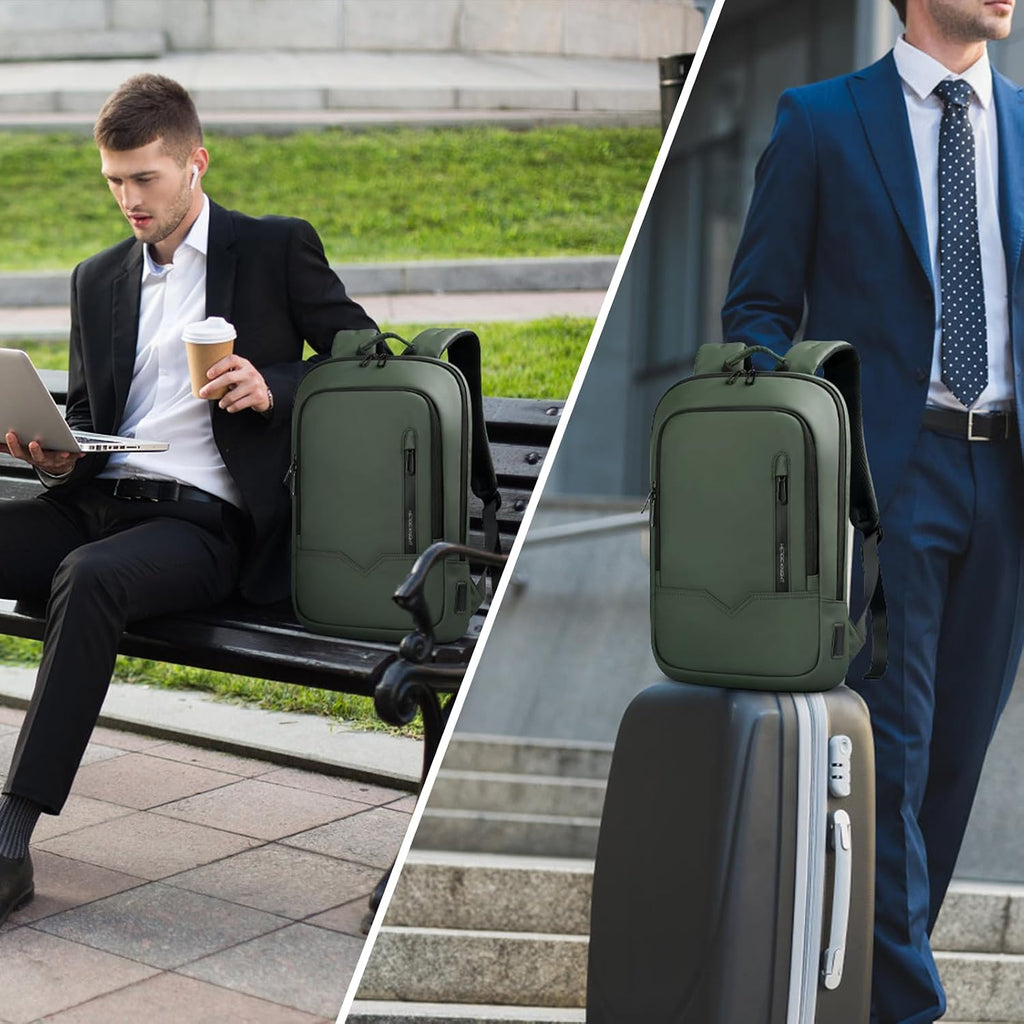 HK - Mochila para hombre, bolsa delgada para computadora portátil de 15,6
