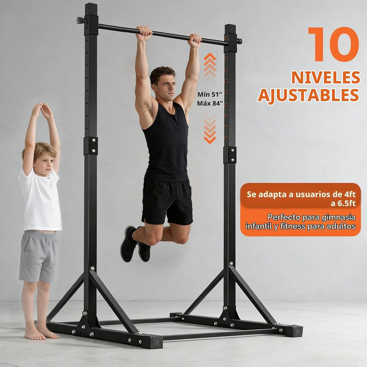 Estación independiente para barras de dominadas, barra ajustable para chin-ups al aire libre