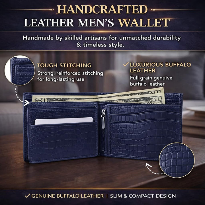 Cartera de cuero para hombre - Bloqueo RFID, delgada y elegante con...
