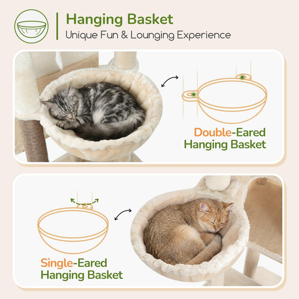 Globlazer Torre Alta para Gatos - Casa extragrande para gatos, S77D, beige