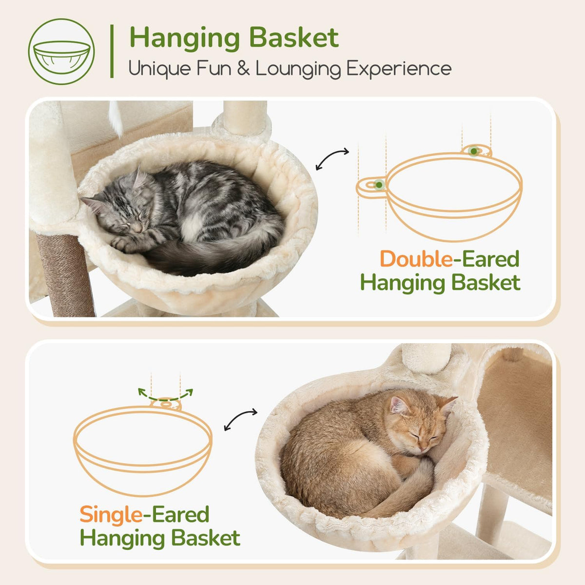 Globlazer Torre Alta para Gatos - Casa extragrande para gatos, S77D, beige