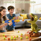 Juego de juguetes de tiro de dinosaurios, lanzador de aire T-Rex de movimiento automático para niños de 3 a 5 años