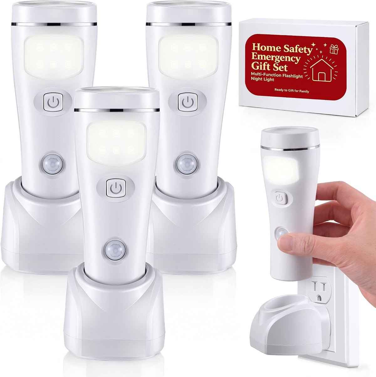 Enhon - Paquete de 3 luces LED de emergencia 4 en 1 para fallos de energía